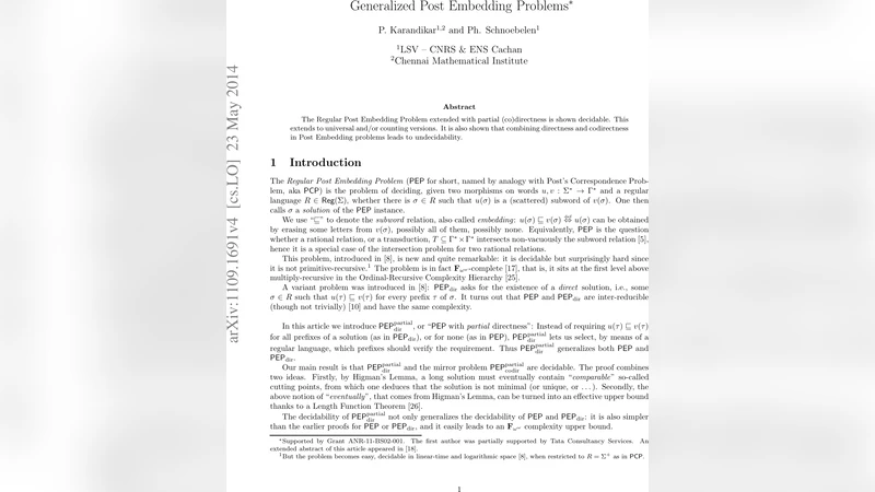 Generalized Post Embedding Problems