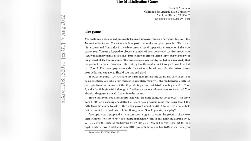 The multiplication game