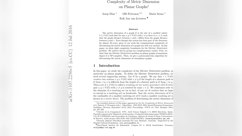 Complexity of Metric Dimension on Planar Graphs