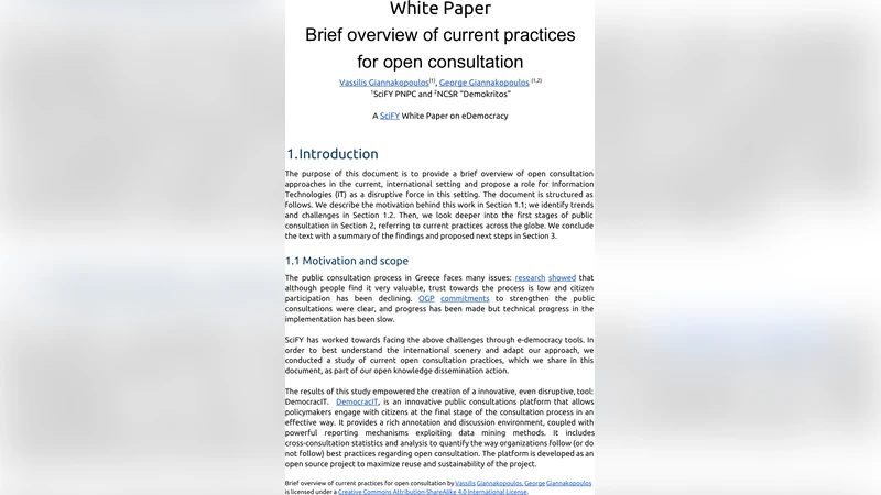 White Paper: Brief overview of current practices for open consultation