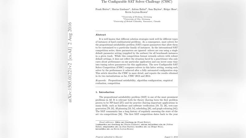 The Configurable SAT Solver Challenge (CSSC)