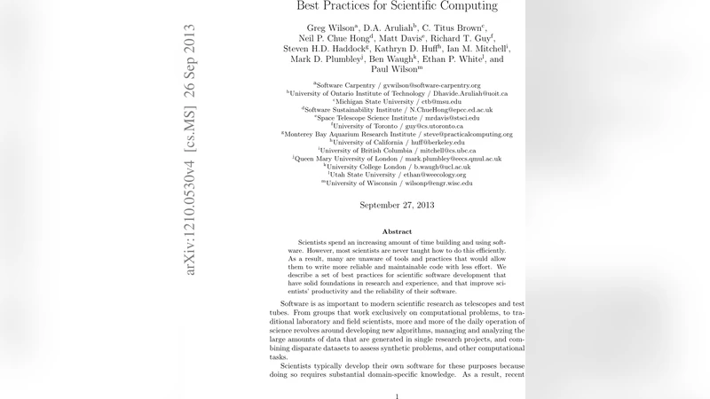 Best Practices for Scientific Computing