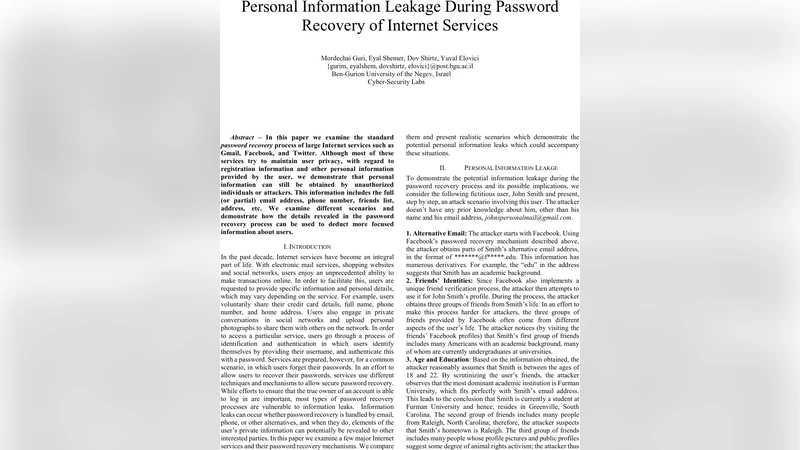 Personal Information Leakage During Password Recovery of Internet   Services