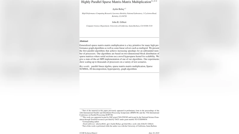 Highly Parallel Sparse Matrix-Matrix Multiplication