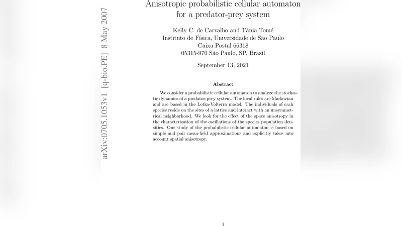 Anisotropic probabilistic cellular automaton for a predator-prey system