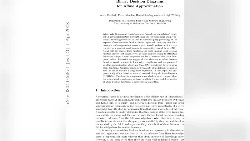 Binary Decision Diagrams for Affine Approximation