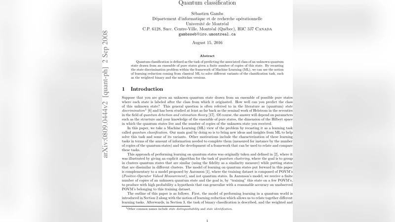 Quantum classification