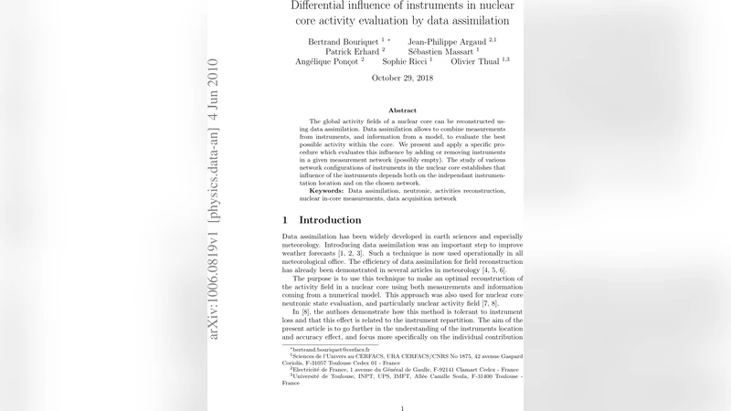 Differential influence of instruments in nuclear core activity   evaluation by data assimilation