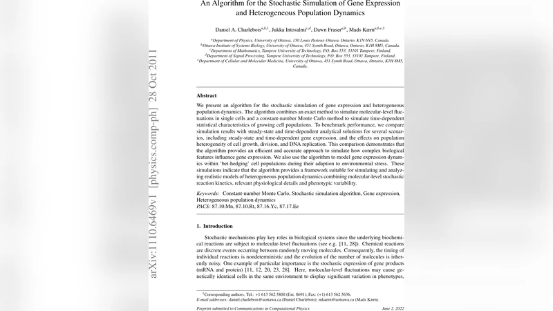 An Algorithm for the Stochastic Simulation of Gene Expression and   Heterogeneous Population Dynamics