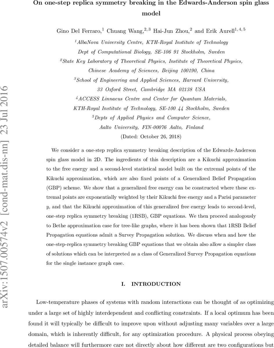 On one-step replica symmetry breaking in the Edwards-Anderson spin glass   model