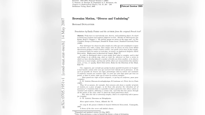 Brownian Motion, "Diverse and Undulating"