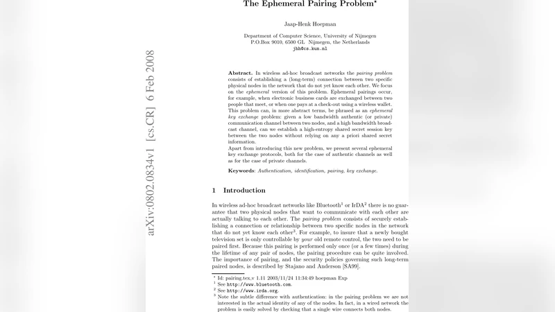 The Ephemeral Pairing Problem