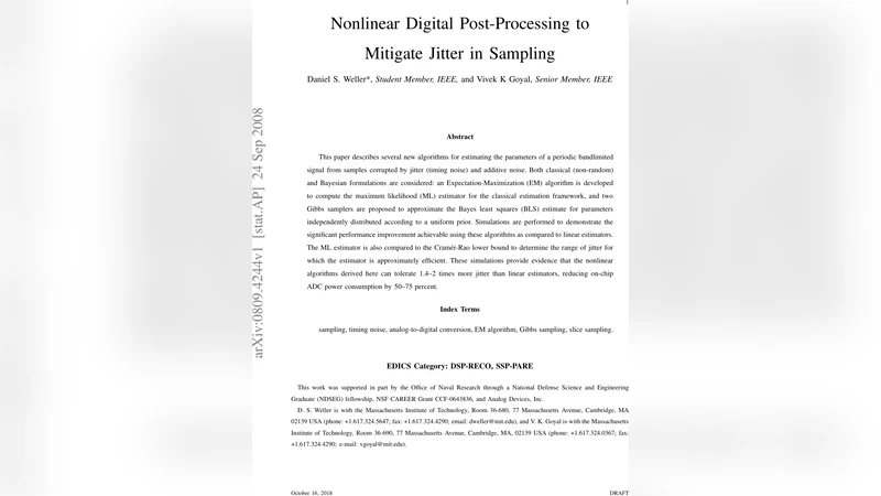 Nonlinear Digital Post-Processing to Mitigate Jitter in Sampling