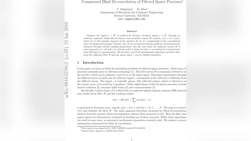 Compressed Blind De-convolution