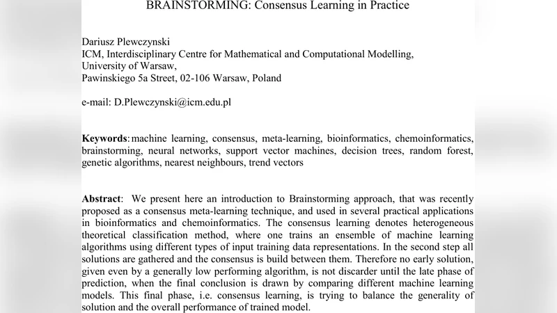 BRAINSTORMING: Consensus Learning in Practice