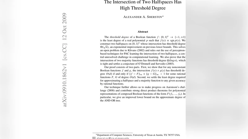 The intersection of two halfspaces has high threshold degree