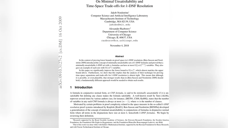 On Minimal Unsatisfiability and Time-Space Trade-offs for k-DNF   Resolution
