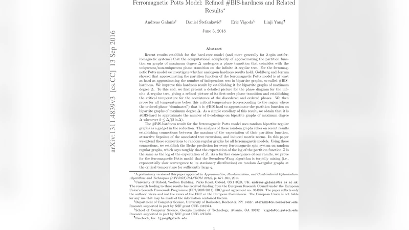 Ferromagnetic Potts Model: Refined #BIS-hardness and Related Results