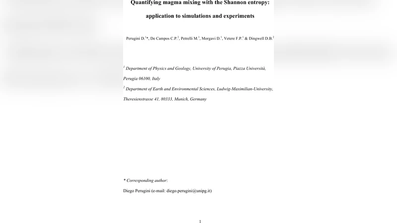 Quantifying magma mixing with the Shannon entropy: application to   simulations and experiments