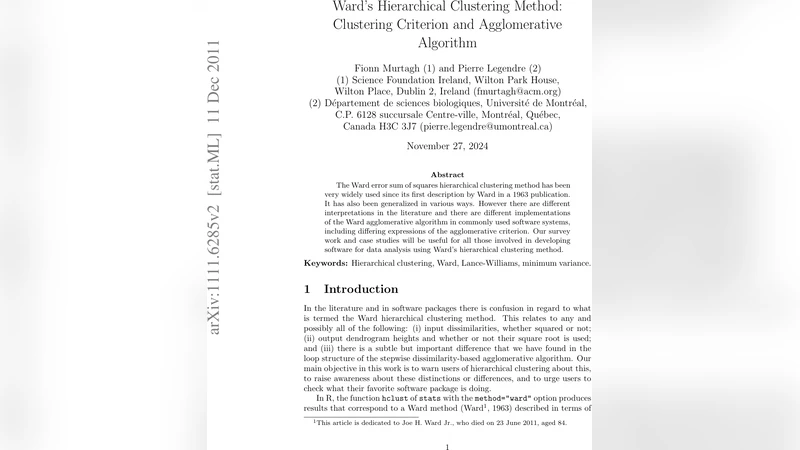 Wards Hierarchical Clustering Method: Clustering Criterion and   Agglomerative Algorithm