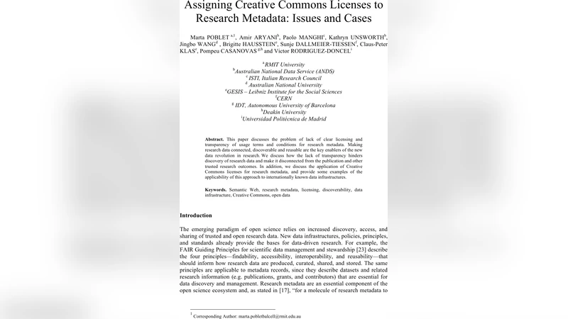 Assigning Creative Commons Licenses to Research Metadata: Issues and   Cases