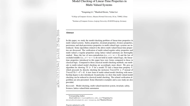 Model-Checking of Linear-Time Properties in Multi-Valued Systems
