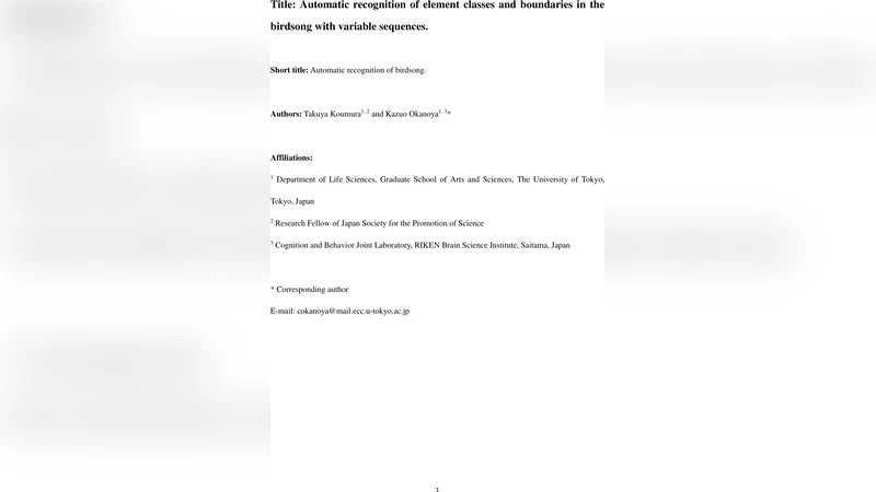 Automatic recognition of element classes and boundaries in the birdsong   with variable sequences