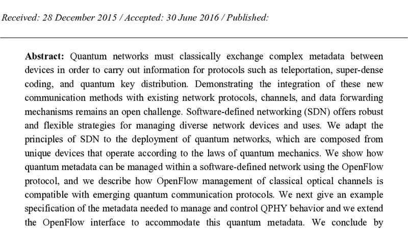 OpenFlow Arbitrated Programmable Network Channels for Managing Quantum   Metadata