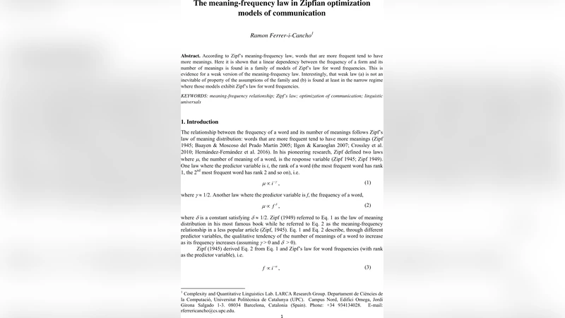 The meaning-frequency law in Zipfian optimization models of   communication