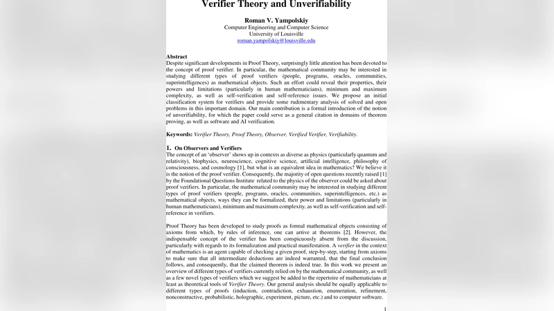 Verifier Theory and Unverifiability