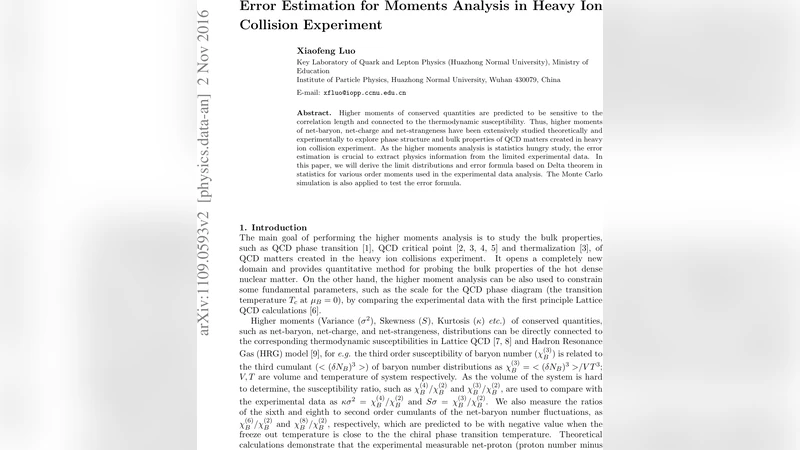 Error Estimation for Moments Analysis in Heavy-Ion Collision Experiments