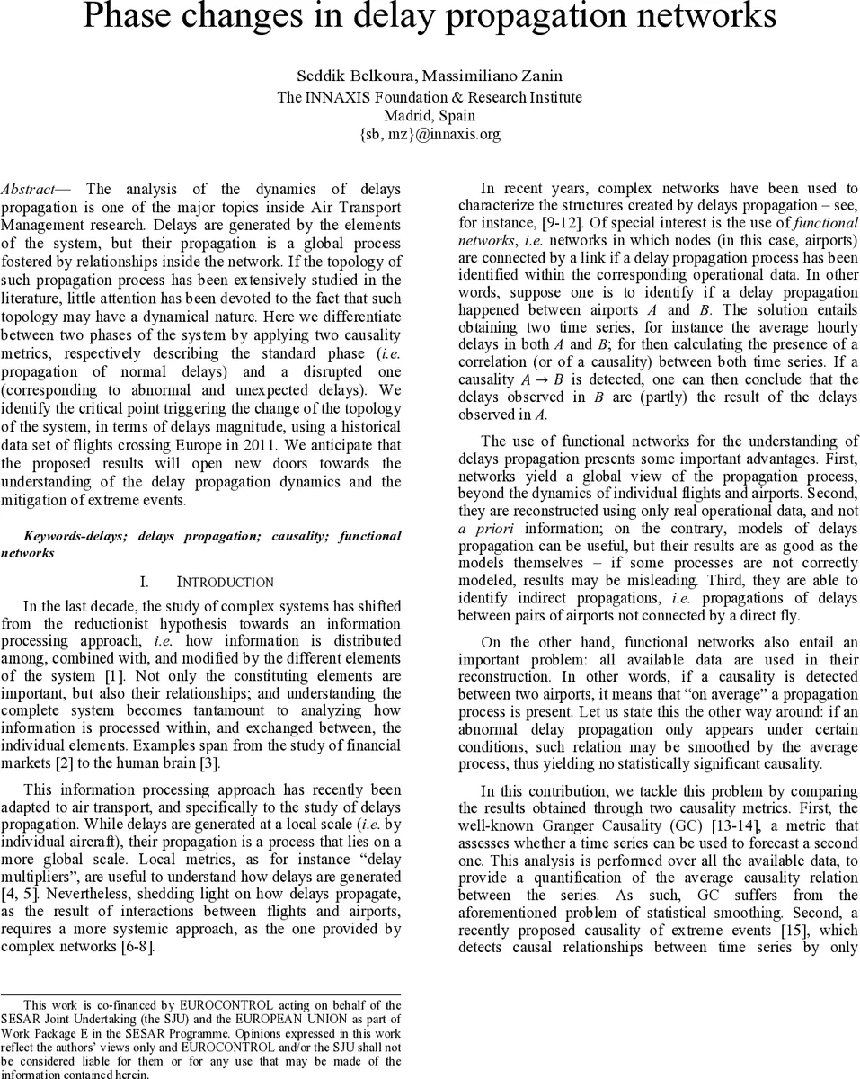 Phase changes in delay propagation networks