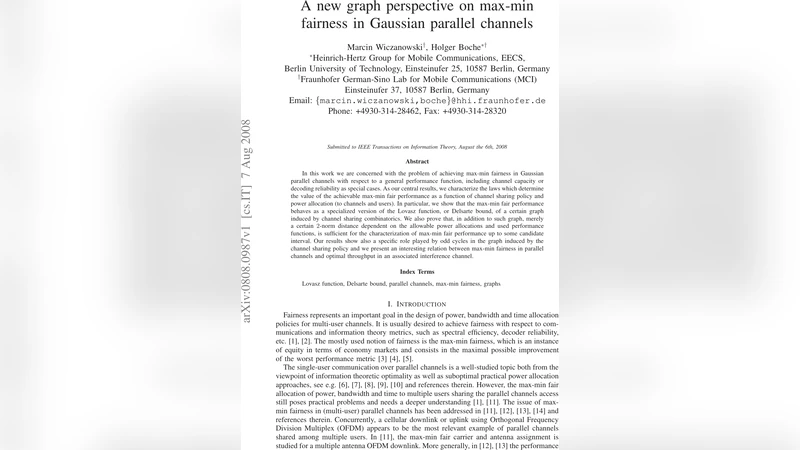 A new graph perspective on max-min fairness in Gaussian parallel   channels
