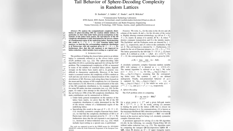 Tail Behavior of Sphere-Decoding Complexity in Random Lattices