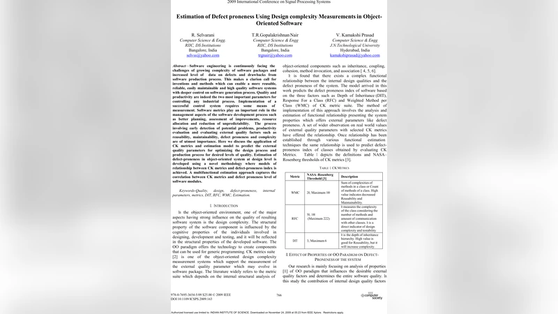 Estimation of Defect proneness Using Design complexity Measurements in   Object- Oriented Software