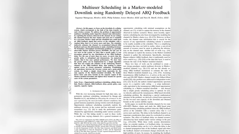 Multiuser Scheduling in a Markov-modeled Downlink using Randomly Delayed   ARQ Feedback