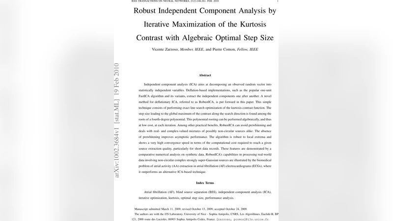 Robust Independent Component Analysis by Iterative Maximization of the   Kurtosis Contrast with Algebraic Optimal Step Size