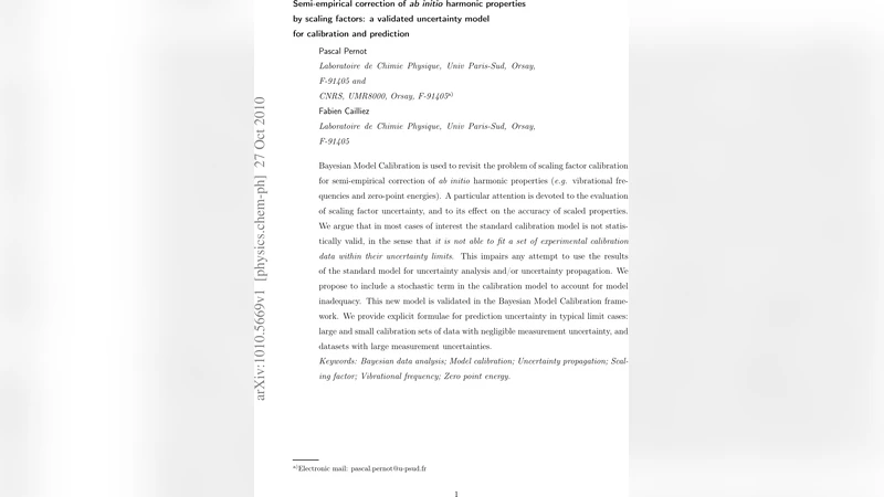 Semi-empirical correction of ab initio harmonic properties by scaling   factors: a validated uncertainty model for calibration and prediction