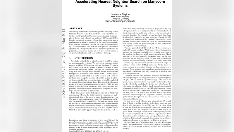 Accelerating Nearest Neighbor Search on Manycore Systems