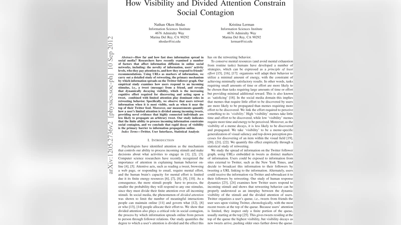How Visibility and Divided Attention Constrain Social Contagion