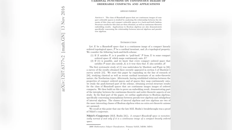 Cardinal functions on continuous images of orderable compacta and   applications