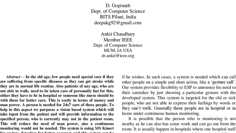 GUI system for Elders/Patients in Intensive Care