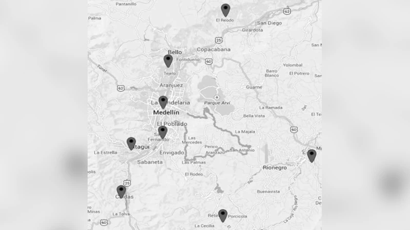 Selecting interesting zones at Aburra valley and St. Nicholas Valleys   using the identification method of Density-based Clustering and Improved   Nearest Neighbor applied on social networks
