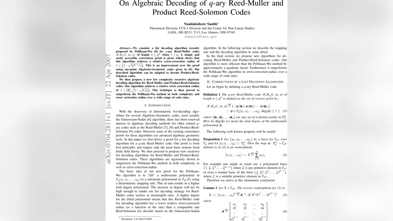 On Algebraic Decoding of $q$-ary Reed-Muller and Product-Reed-Solomon   Codes