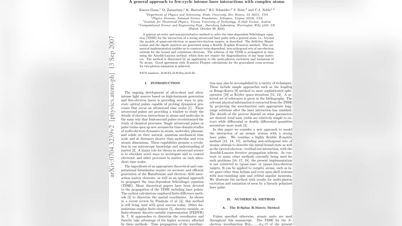 A general approach to few-cycle intense laser interactions with complex   atoms