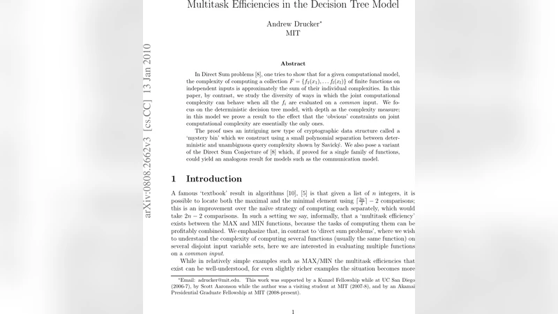 Multitask Efficiencies in the Decision Tree Model