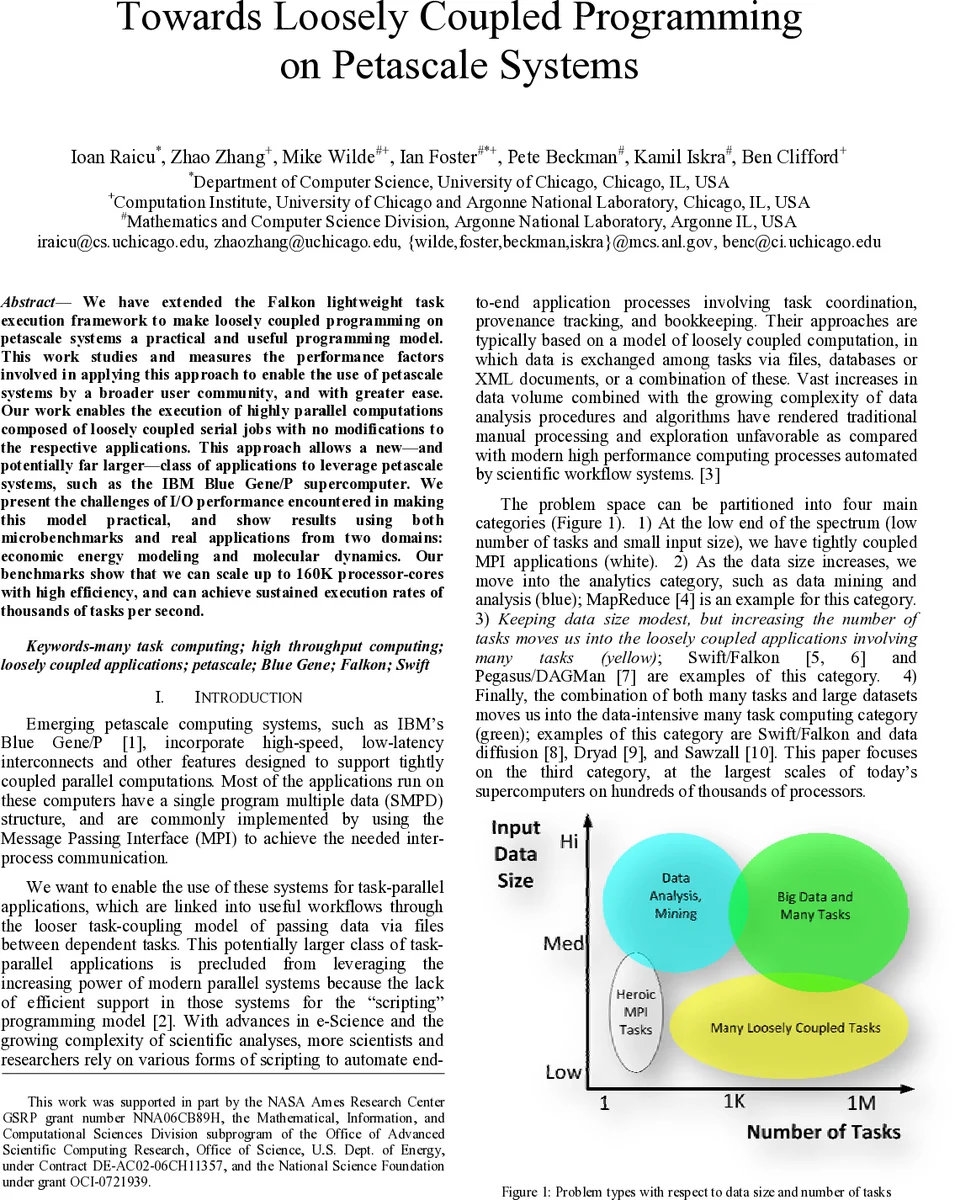Towards Loosely-Coupled Programming on Petascale Systems
