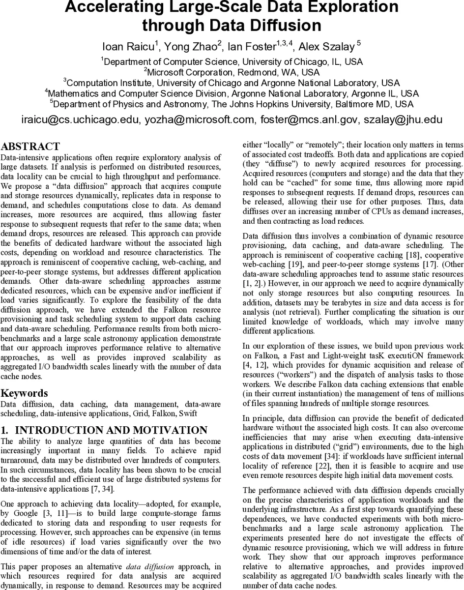 Accelerating Large-scale Data Exploration through Data Diffusion