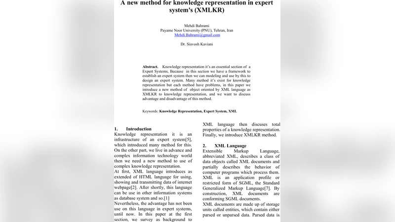 A New Method for Knowledge Representation in Expert Systems (XMLKR)