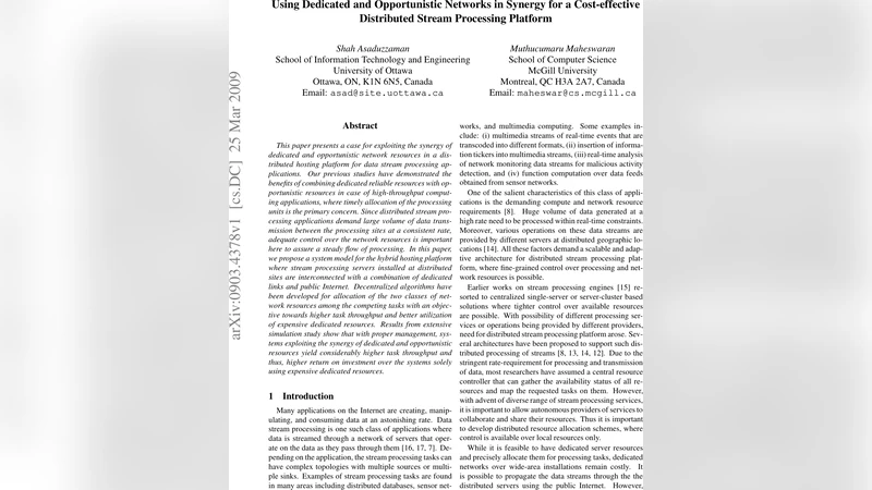 Using Dedicated and Opportunistic Networks in Synergy for a   Cost-effective Distributed Stream Processing Platform
